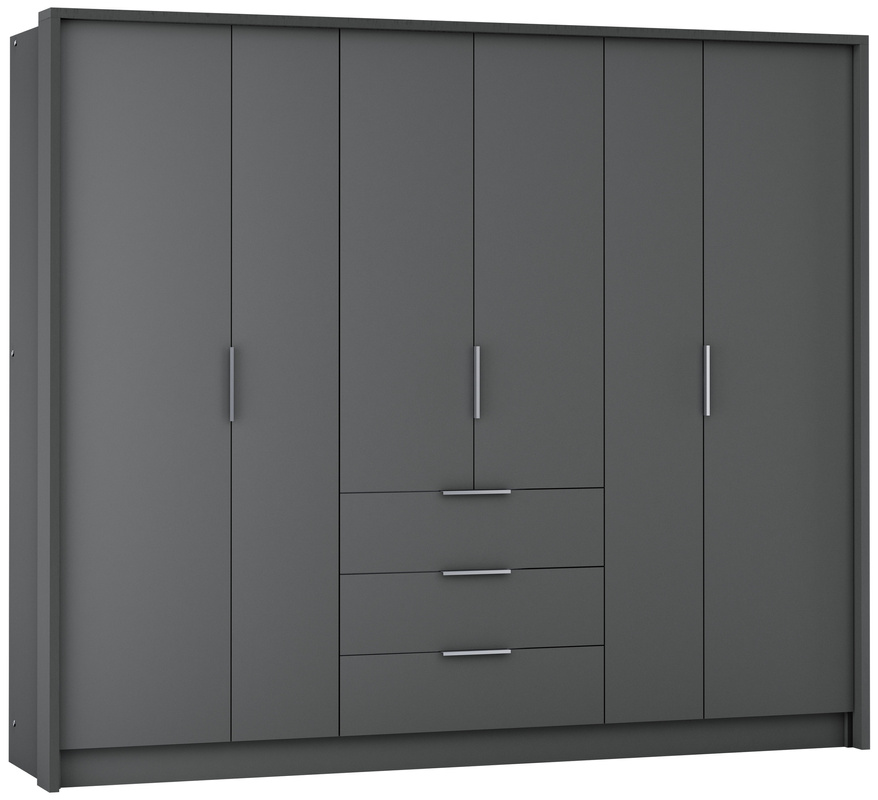 Nowoczesna grafitowa duża szafa do sypialni 255 cm BANG