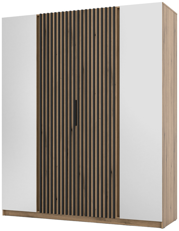 Szafa czterodrzwiowa z lamelami i lustrem 200 cm KARAT
