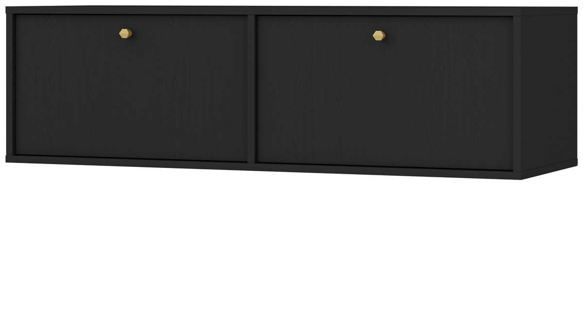 Wisząca dwudrzwiowa czarna szafka pod telewizor 120 cm TOKEN