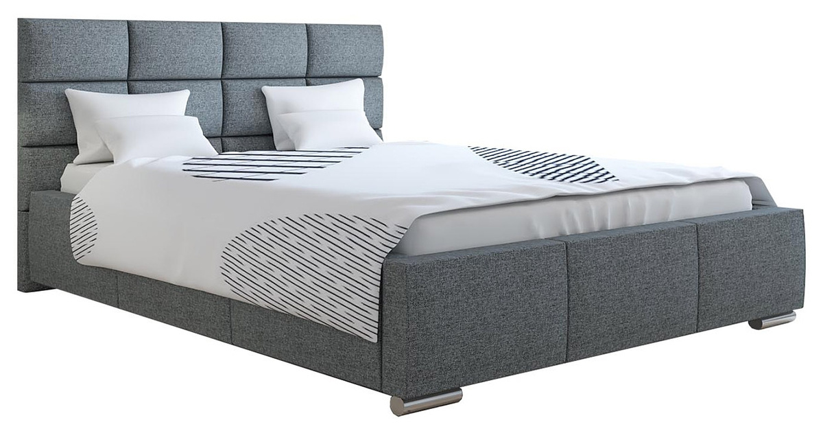 Szare łóżko 120x200 cm z pojemnikiem PLADA