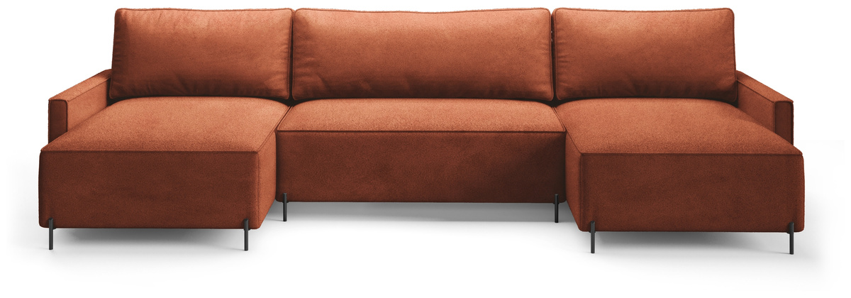 Pomarańczowy narożnik U na nóżkach rozkładany do salonu NORTON