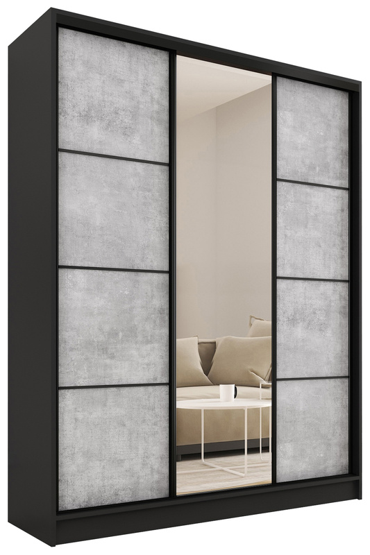 Szafa przesuwna z lustrem 150 cm LOFT beton