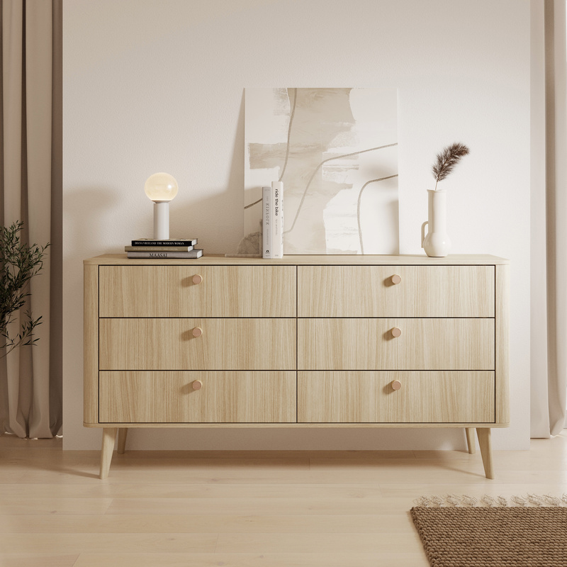 Szeroka komoda do salonu 163 cm VELMO dąb barista