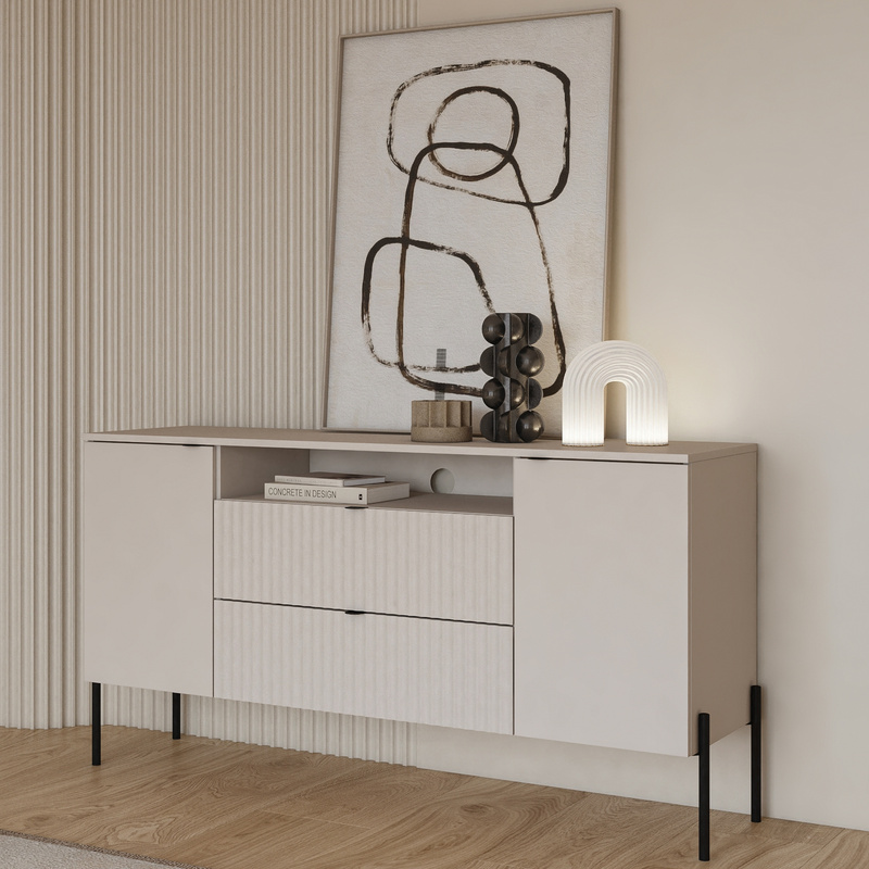 Dwudrzwiowa komoda z szufladami 140 cm ORE kaszmir