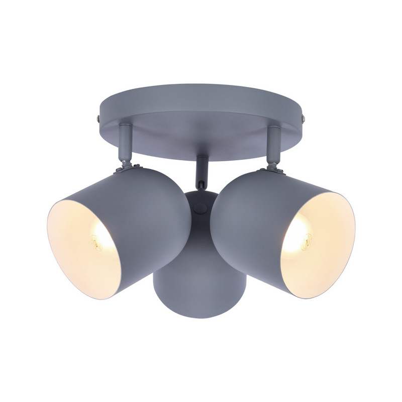 Szara lampa sufitowa 3-punktowa do salonu AZURO metal