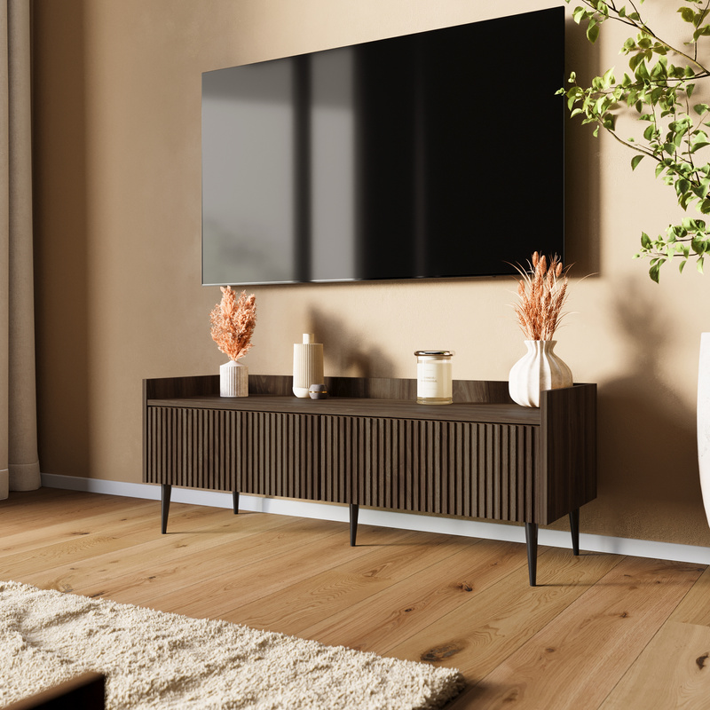 Szafka RTV nowoczesna w kolorze orzech 121 cm ASPERO