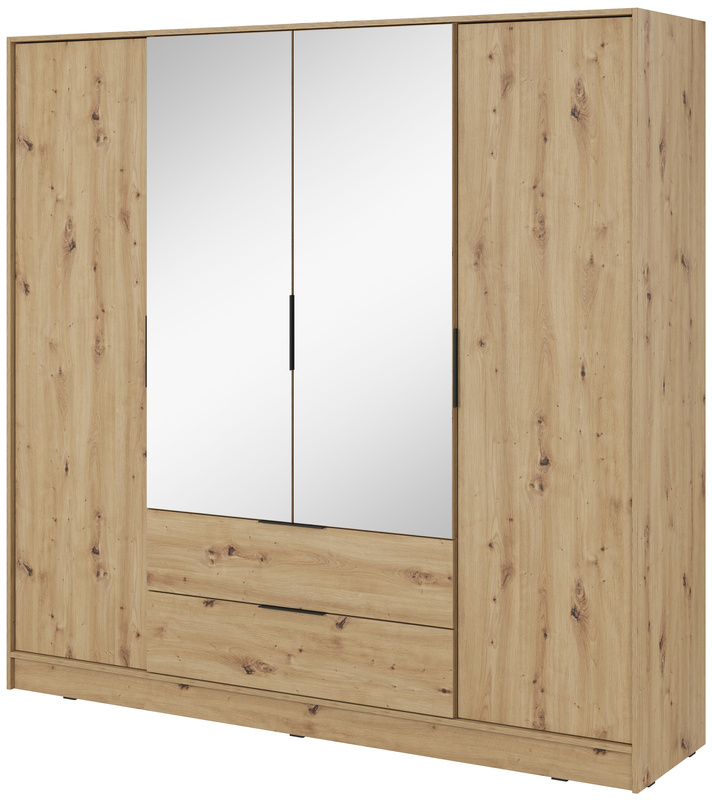 Nowoczesna szafa z lustrem do sypialni 206 cm KAMIS dąb artisan