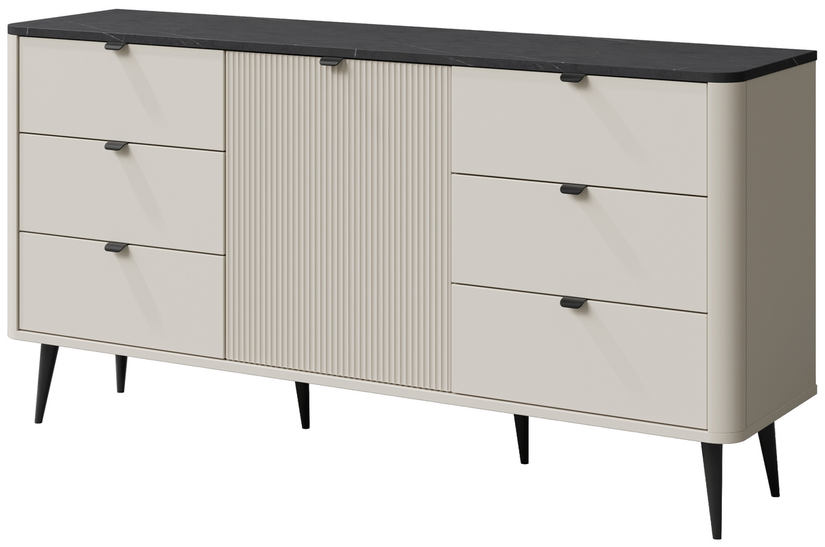 Komoda z szufladami i drzwiami do salonu 160 cm MIREL kaszmir