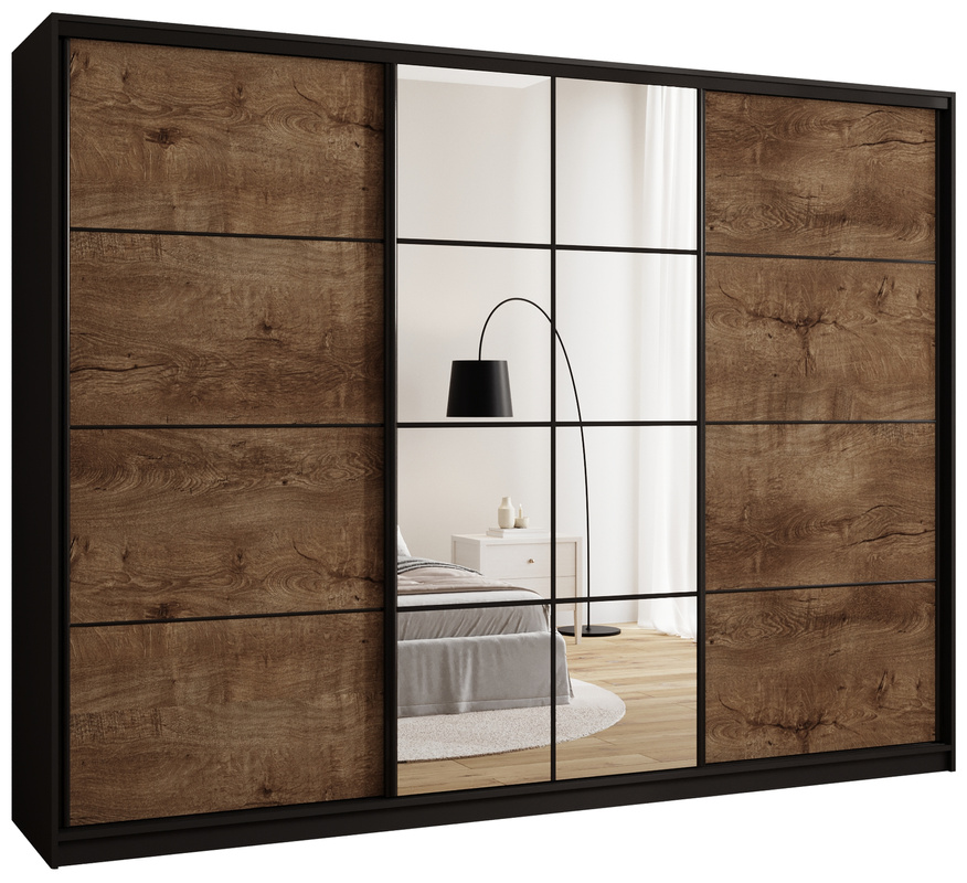 Loftowa szafa przesuwna z lustrem 280 cm do sypialni EDGE