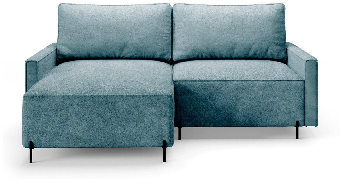 Rozkładany narożnik na nóżkach z funkcją spania i pojemnikiem NORTON zielony