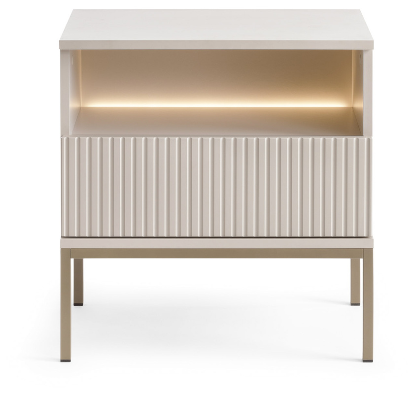 Kaszmirowa szafka nocna z szufladą na nóżkach SEWILLA