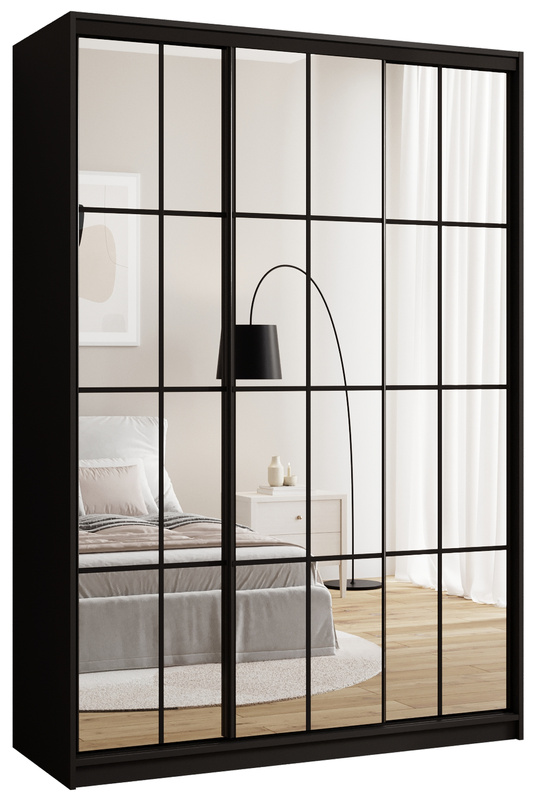 Nowoczesna szafa przesuwna 150 cm z lustrem i drążkami OPTICA