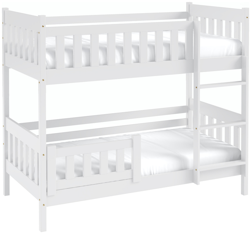 Białe łóżko piętrowe z drewna sosnowego do pokoju dziecięcego 80x190 cm LUMISLE