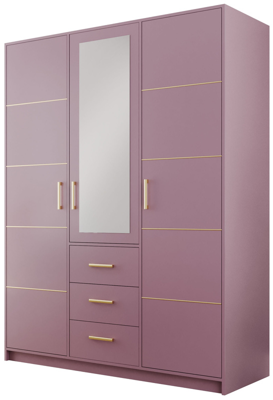 Nowoczesna szafa trzydrzwiowa z półkami i drążkiem 147 cm BILL