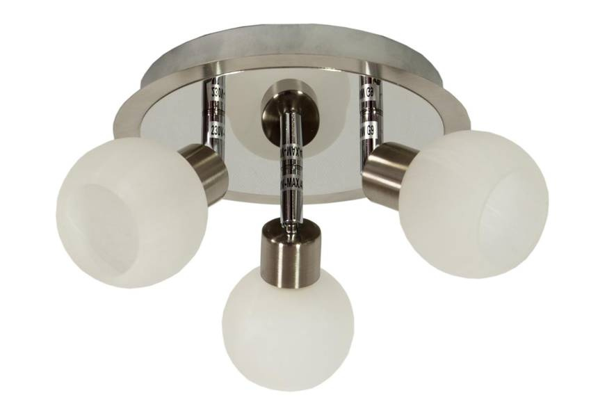 Biała lampa sufitowa plafon 3x40W do salonu ALABASTER szkło chrom