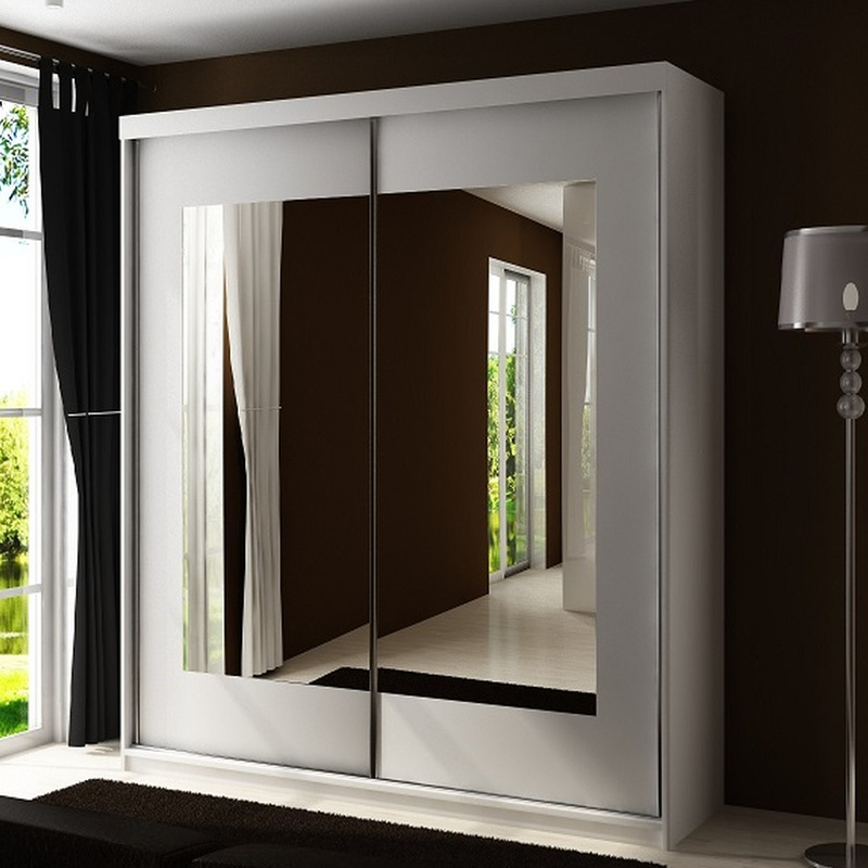 Szafa przesuwna z lustrem 150 cm dwudrzwiowa TARO biały