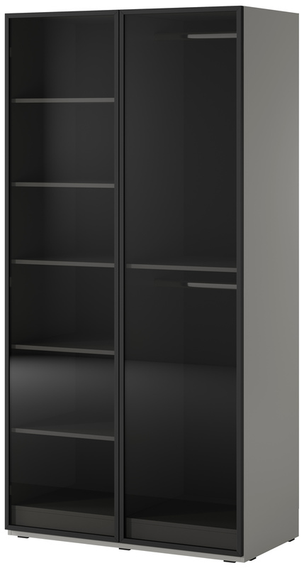 Szara nowoczesna dwudrzwiowa szafa z witryną 101 cm SIGMA