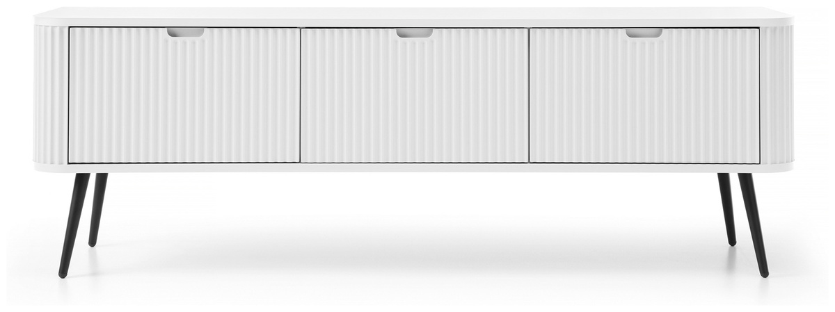 Biała nowoczesna szafka RTV 168 cm ZENIT ryflowane fronty