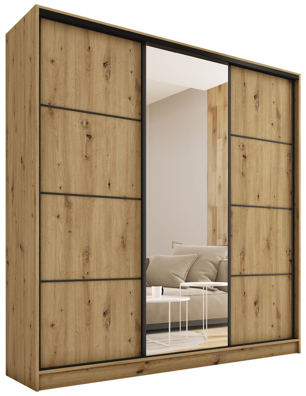 Loftowa wysoka szafa przesuwna z lustrem 200 cm LOFT MAX