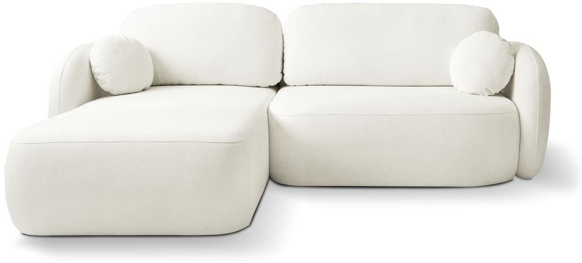 Nowoczesny beżowy narożnik do salonu z funkcją spania OMERO