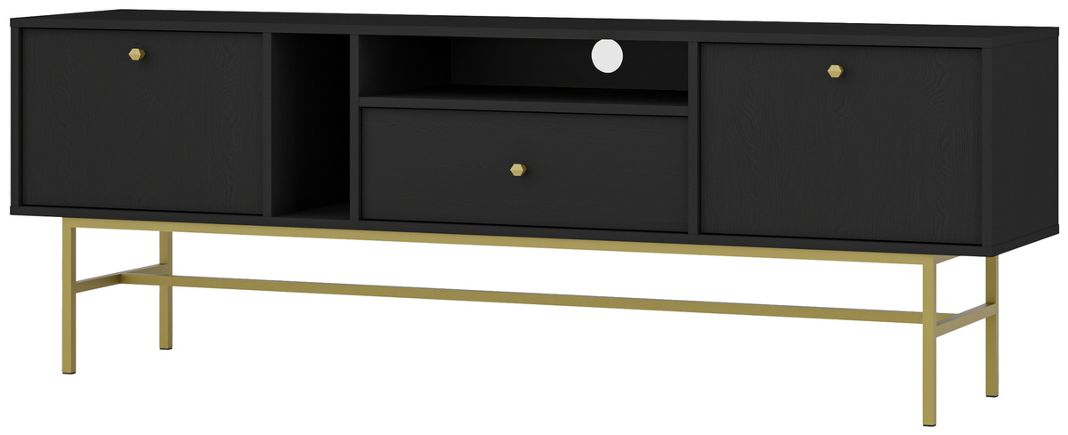 Czarna szafka RTV z szufladą i drzwiami 180 cm TOKEN