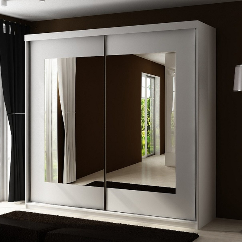 Szafa przesuwna z lustrem 200 cm dwudrzwiowa TARO biały