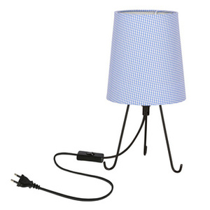 Czarna lampa stołowa do salonu SMALLY z abażurem parilla niebieskim