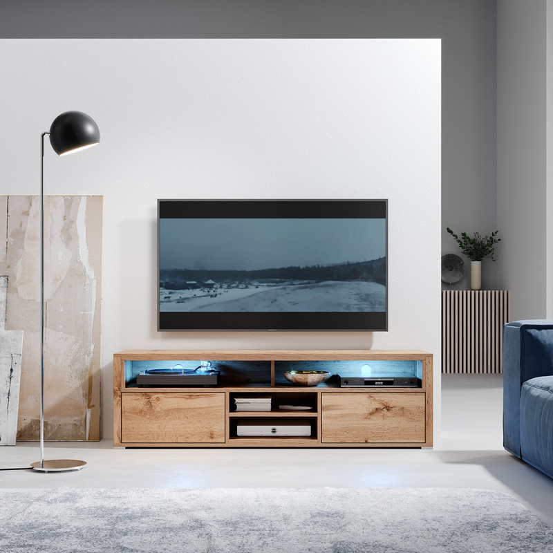 Szafka RTV 137 cm pod telewizor do salonu BARON dąb wotan