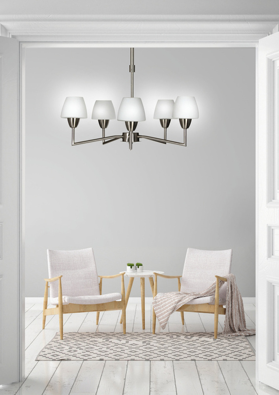 Srebrna lampa wisząca sufitowa 5-płomienna do salonu TOGO metal