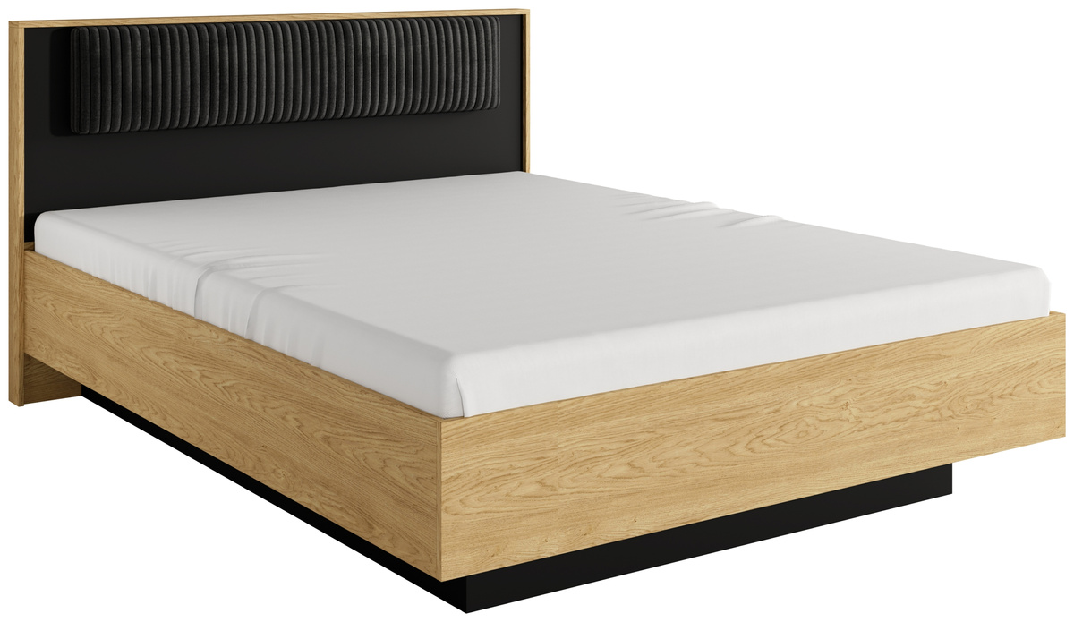 Dwuosobowe łóżko 160x200 cm z pojemnikiem do sypialni BALLESO dąb baltic