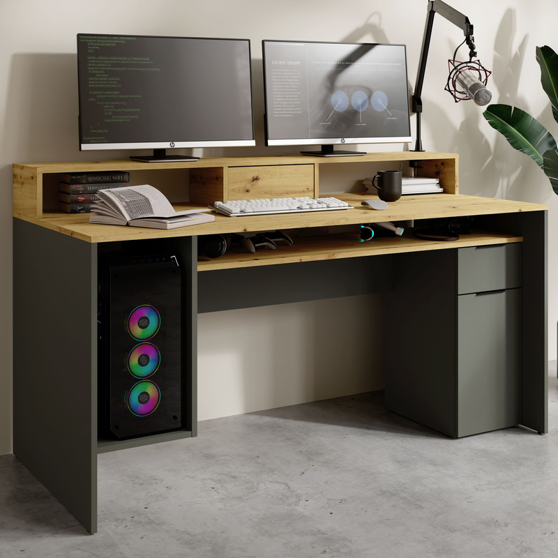 Biurko młodzieżowe 160 cm REXO z półkami i szufladami