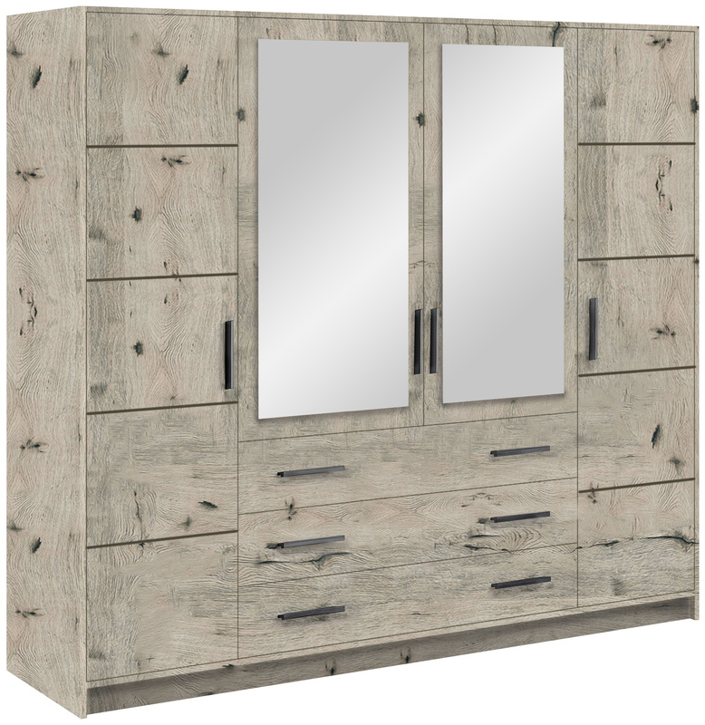 Duża szafa z lustrem i szufladami 240 cm do sypialni BILL