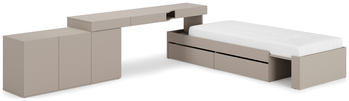 Zestaw mebli młodzieżowych WOOW biurko lewe komoda i łóżko