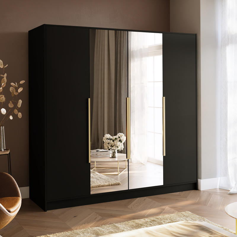 Nowoczesna szafa do przedpokoju 200 cm z półkami i lustrem LESTO