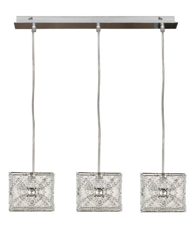 Chromowana lampa sufitowa wisząca 3-punktowa do salonu ALPHA