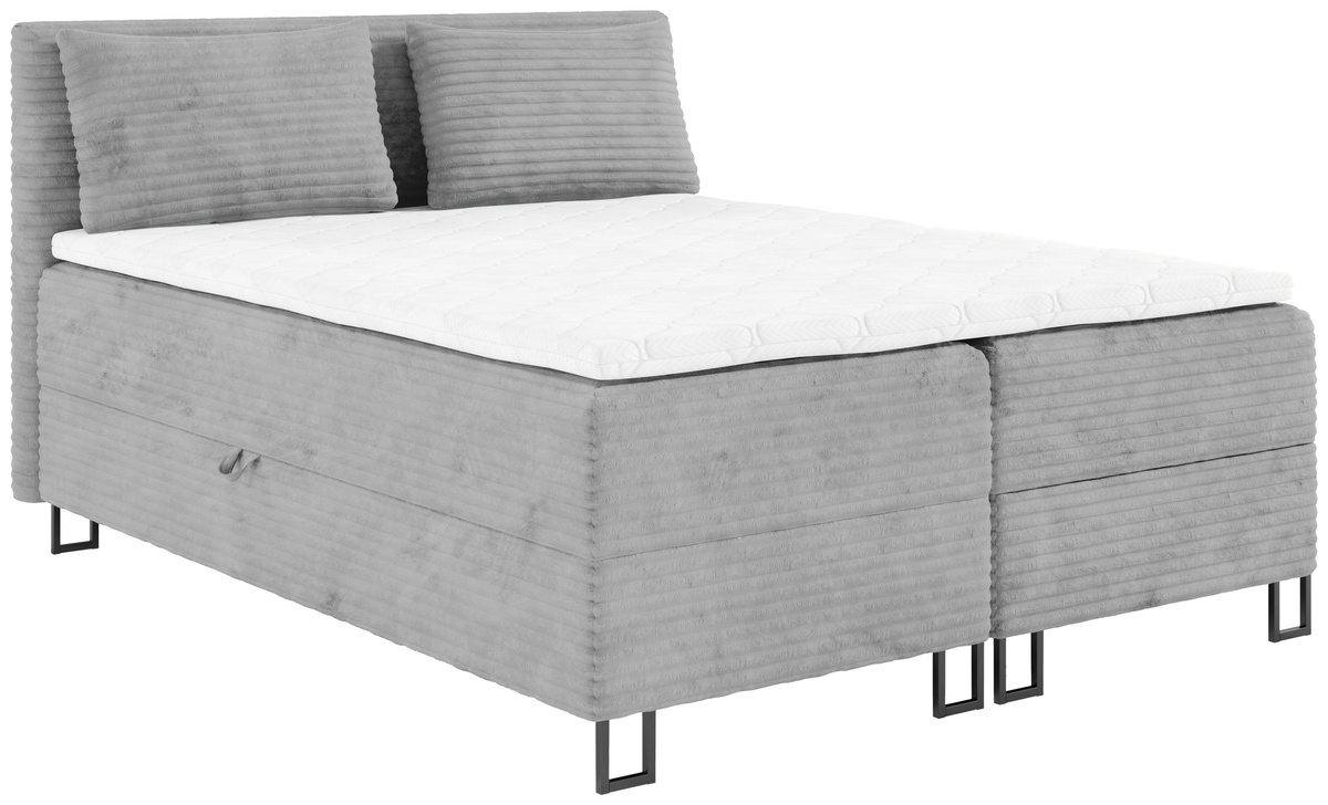 Małżeńskie łóżko do sypialni 180x200 cm z pojemnikiem kontynentalne TESSA szare