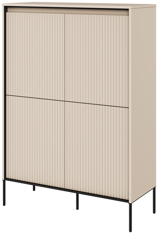 Nowoczesna komoda czterodrzwiowa do salonu z frezowanymi frontami TREND