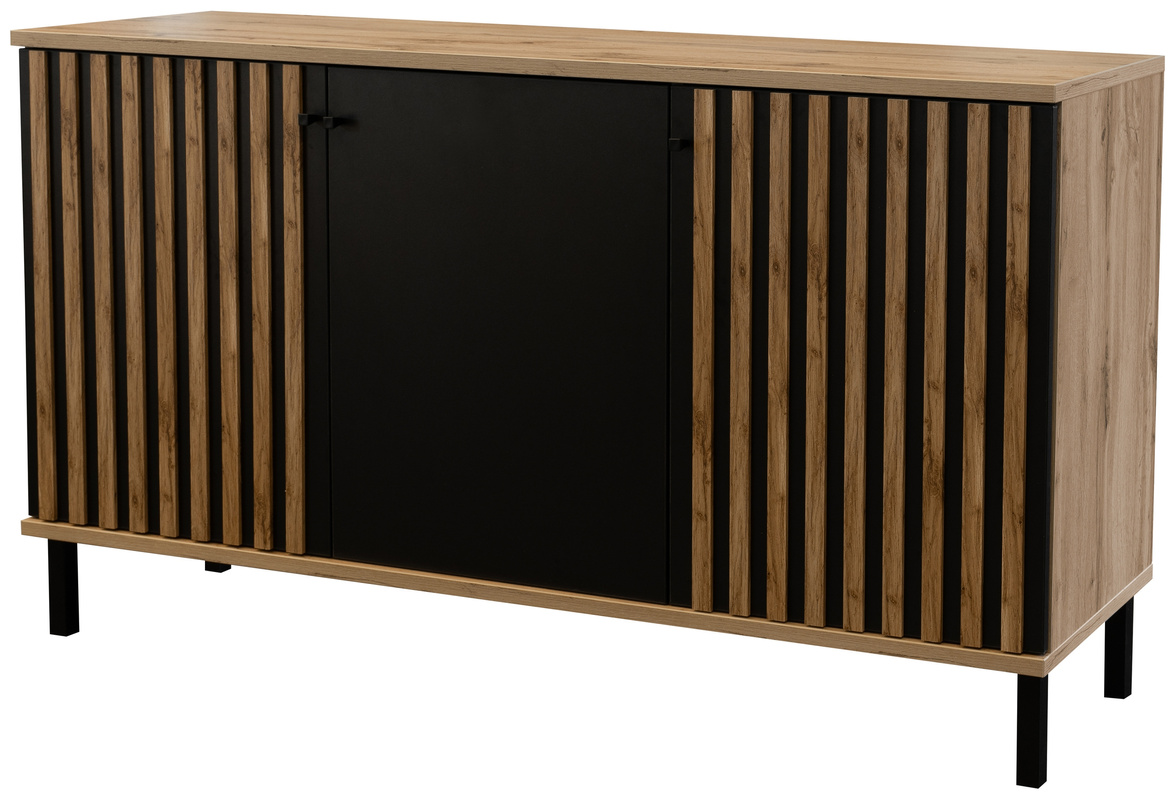 Loftowa trzydrzwiowa komoda z lamelami 150 cm LANDO