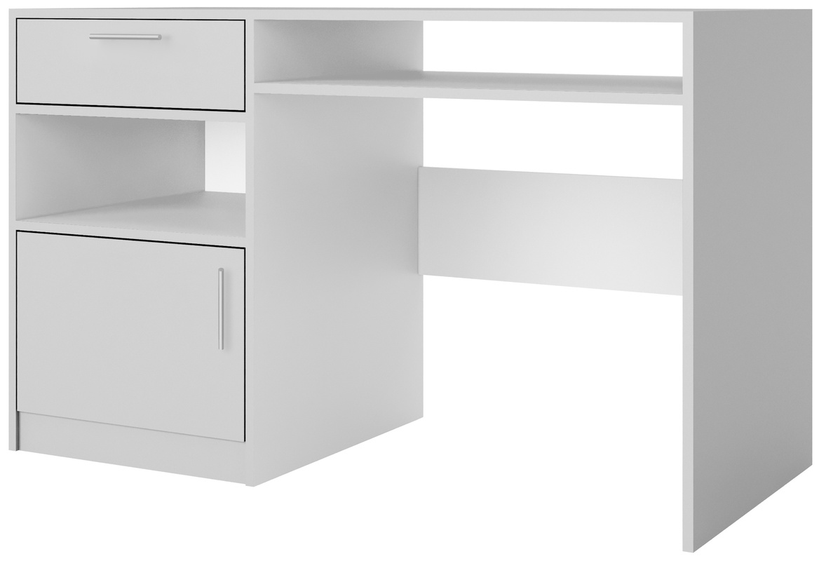 Białe biurko 125 cm z szafką do pokoju młodzieżowego BILL