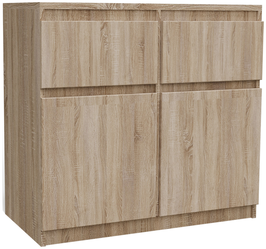 Mała nowoczesna komoda do salonu z szufladami 80 cm MONTEGO dąb sonoma