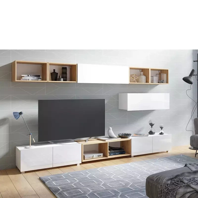 Zestaw mebli do salonu biały połysk dąb złoty MODERN 26