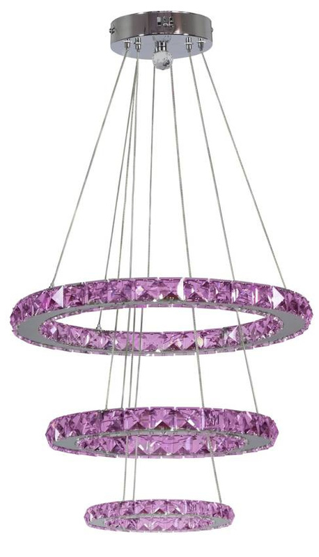 Srebrna lampa wisząca okrągła LED RGB z pilotem do salonu Lords szkło