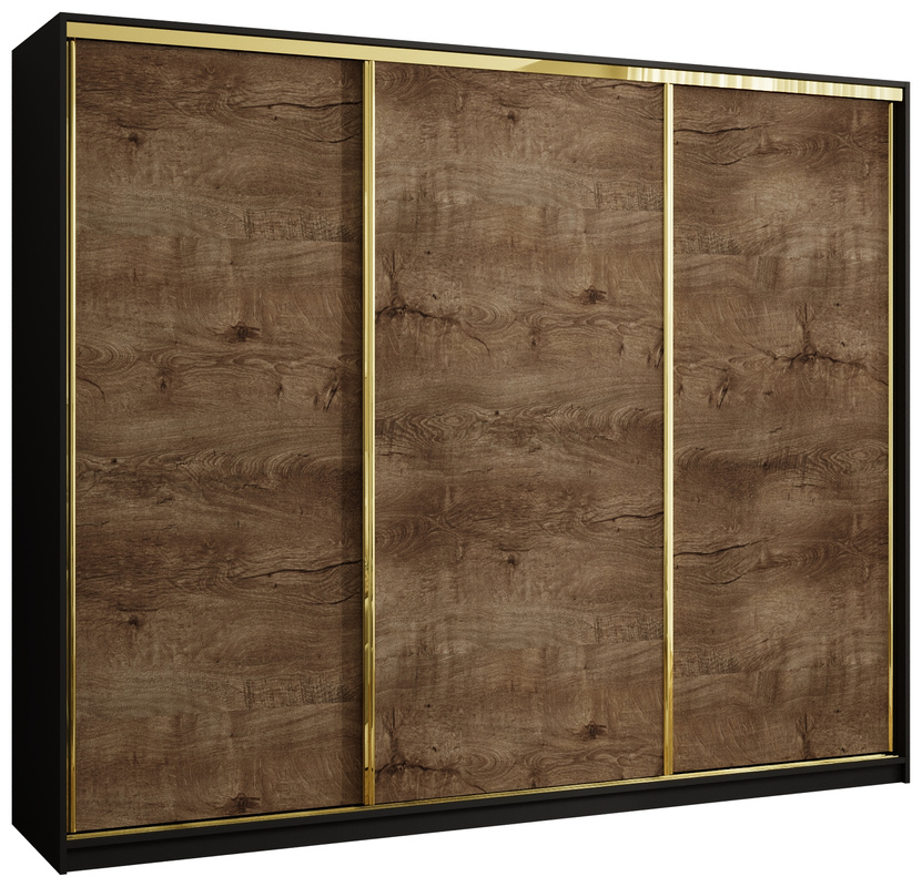 Szafa przesuwna 250 cm z półkami w stylu glamour GOLD NEW