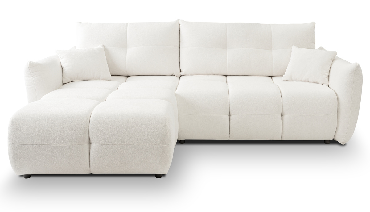 Beżowy narożnik nowoczesny do salonu z funkcją spania BERGAMO