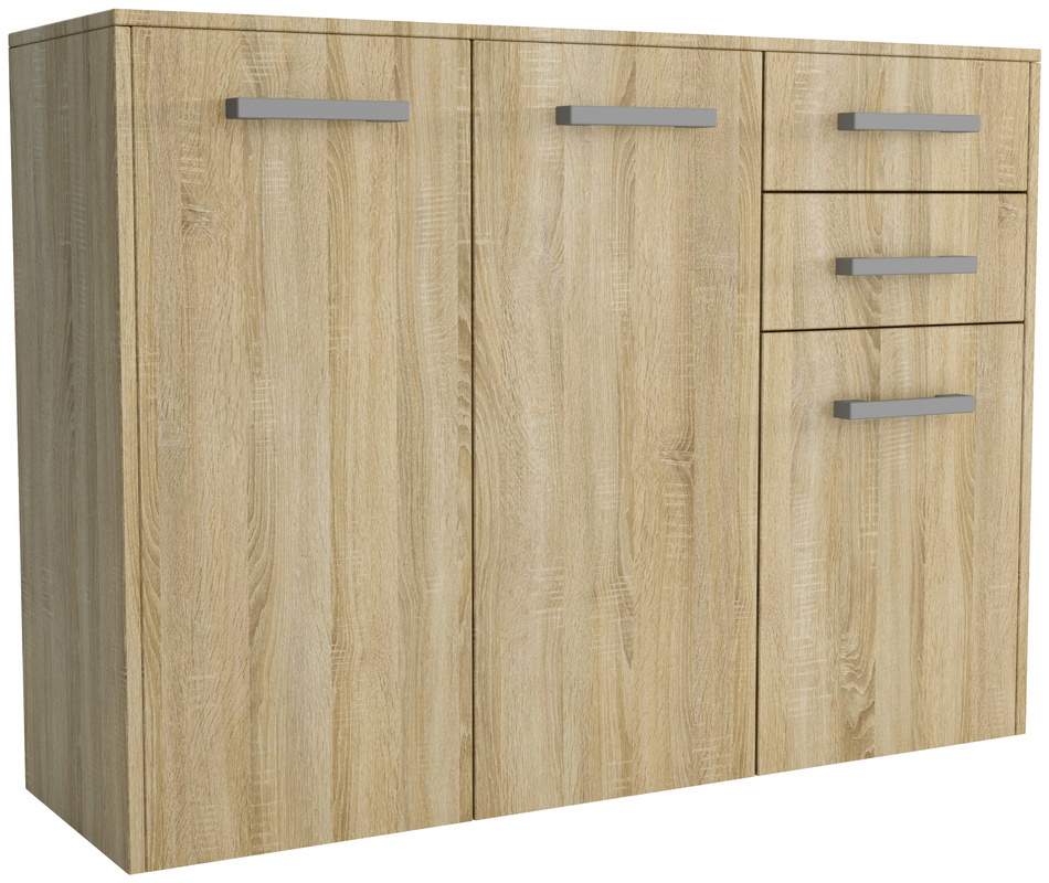 Nowoczesna trzydrzwiowa komoda dąb sonoma do przedpokoju 112 cm SAVONA