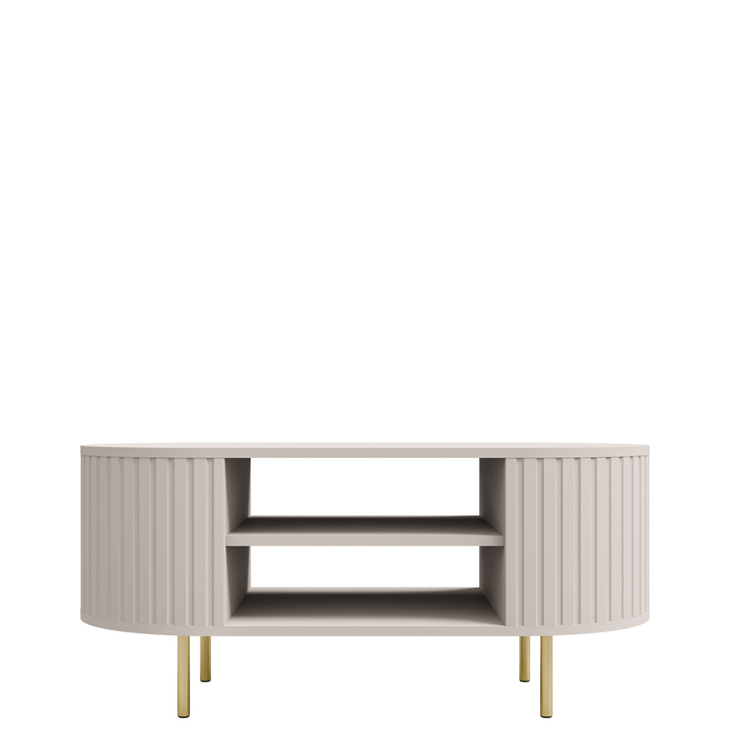 Okrągły stolik kawowy 100 cm do salonu OVENTO beż piaskowy