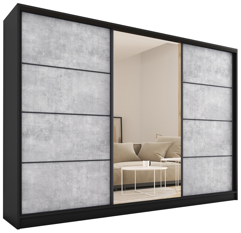 Duża szafa przesuwna do sypialni 250 cm LOFT lustro