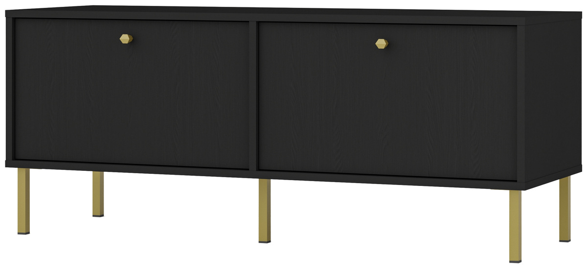 Czarna dwudrzwiowa szafka RTV pod telewizor 120 cm TOKEN