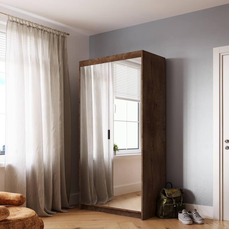 Szafa dwudrzwiowa modułowa z półkami i lustrem 90 cm KUBA