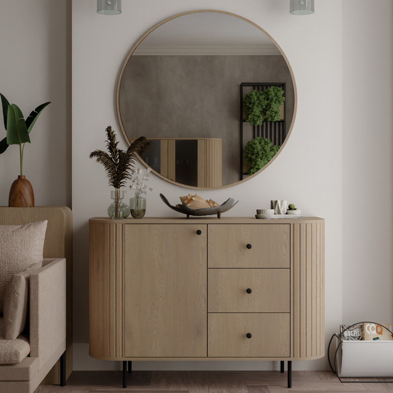 Komoda z szufladami 123 cm do salonu OVENTO dąb cremona